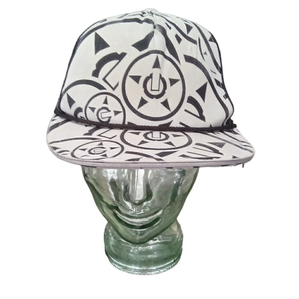 Unit Snapback Hat Cap Black and White Mesh Adjustable